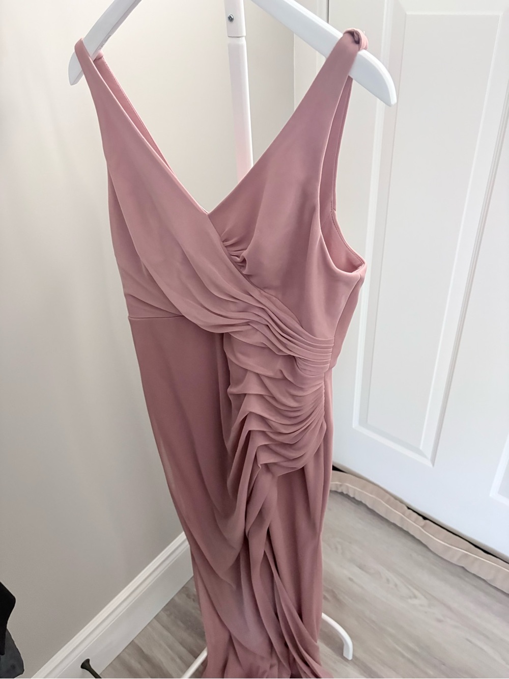 Azazie Mauve-Rose Draped V-Neck Maxi Dress
